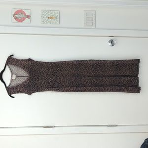 80sVINTAGE Sexy Leopard print mesh dress